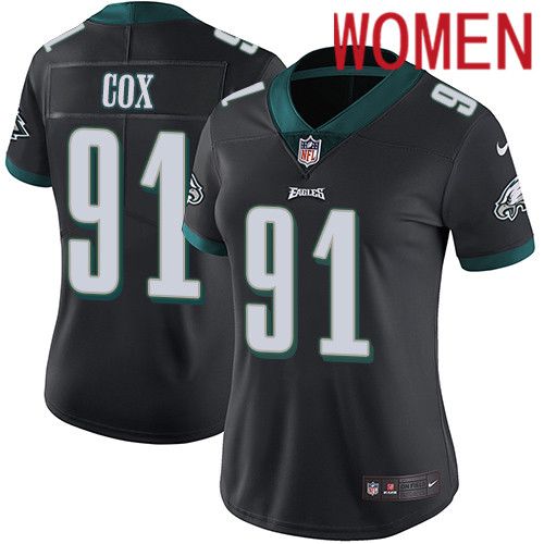 Women Philadelphia Eagles #91 Fletcher Cox Nike Black Vapor Limited NFL Jersey